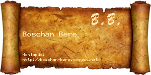 Boschan Bere névjegykártya